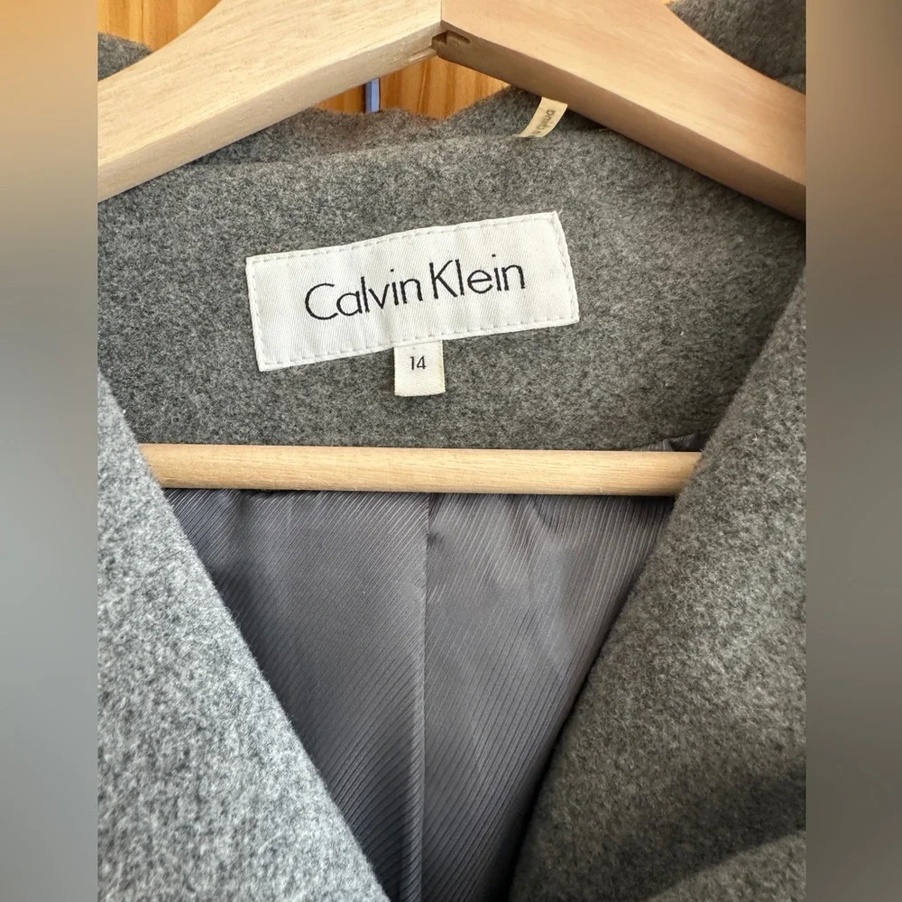 Calvin Klein Gray Peacoat with Hood size 14 - Picture 2 of 7